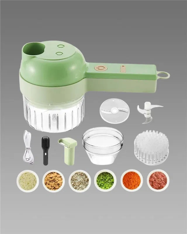 4 in 1 Portable Electric Vegetable Cutter Set.Rechargeable Electric Vegetable Cutter – 4-in-1 Mini Food Processor.