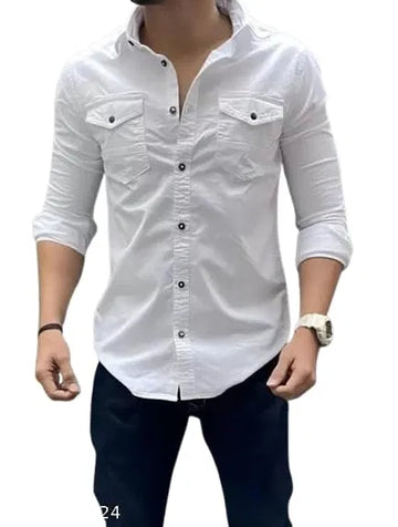 Men Cotton Blend Double Pocket Full Sleeves Shirt Pack of 3
