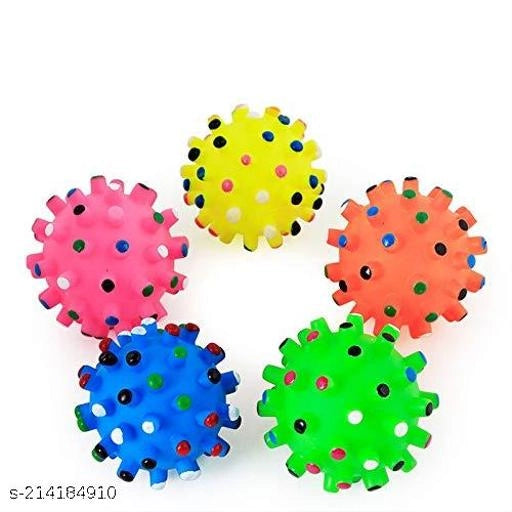 Teeth Cleaning Chewing Squeaky Ball for Pet (Multicolor, Pack of 4)Teeth Cleaning Chewing Squeaky Ball for Pet Multicolor (Pack of 4) | Dental Chew Toy with Sound | Interactive Rubber Balls for Dogs