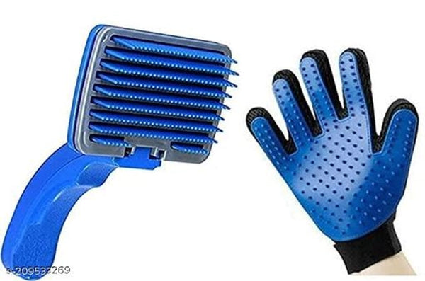 Slicker Brush with Cleaning Glove for Pet (Multicolor, Set of 2)Slicker Brush with Cleaning Glove for Pet (Multicolor, Set of 2) – Professional Grooming & Deshedding Kit for Dogs and Cats
