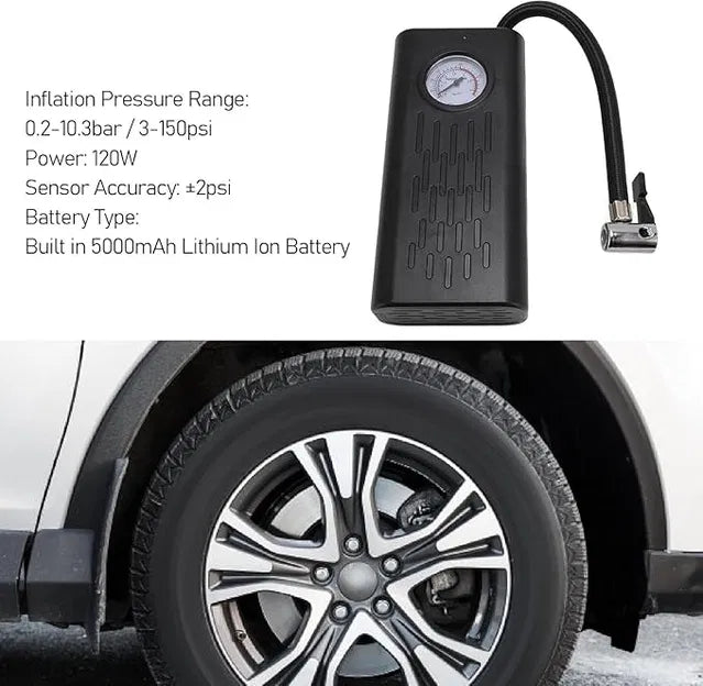 Air Compressor for Tires.Portable Air Compressor for Tires | Electric Tyre Inflator Pump for Car, Bike & Bicycle with Pressure Gauge