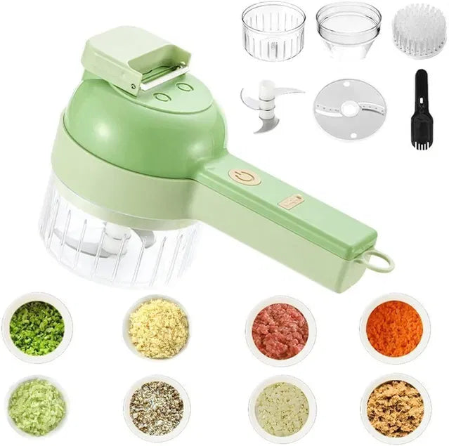 4 in 1 Portable Electric Vegetable Cutter Set.Rechargeable Electric Vegetable Cutter – 4-in-1 Mini Food Processor.