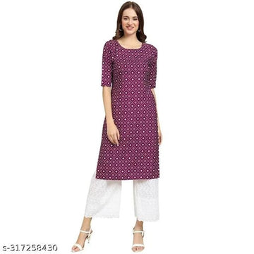 Crepe Printed Kurti for Women (Maroon, S)Crepe Printed Kurti for Women (Maroon, S) – Stylish Casual, Office & Daily Wear Ethnic Kurta