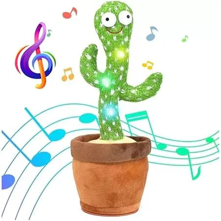 Talking and Dancing Cactus Plush Toy - Electronic Repeat What You Say Mimicking Toy for Kids - Musical Educational Toy with 120 Songs & LED Lights - Interactive Fun Gift for Babies & Toddlers