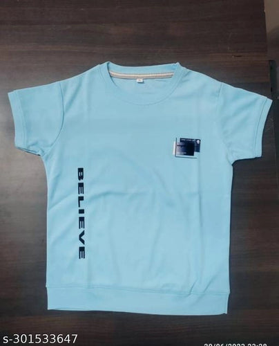 Cotton Blend Round Neck Printed T-Shirt for Boys (Sky Blue, 2-3 Years).Soft and breathable cotton blend round neck printed T-shirt for boys aged 2–3 years. Lightweight, comfortable, and perfect for daily wear and playtime.