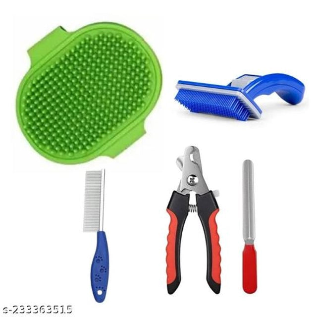 Grooming Kit for Pet (Multicolor, Set of 5)Grooming Kit For Pet (Multicolor, Set Of 5) – Complete Pet Care And Cleaning Tool Set