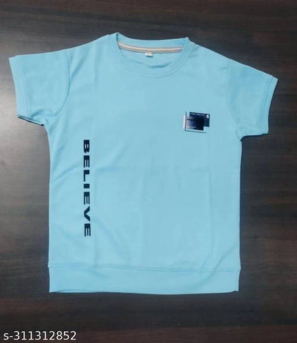 Cotton Blend Round Neck Printed T-Shirt for Boys (Sky Blue, 2-3 Years).Soft cotton blend round neck printed T-shirt for boys aged 2–3 years. Breathable, lightweight, and perfect for daily wear.