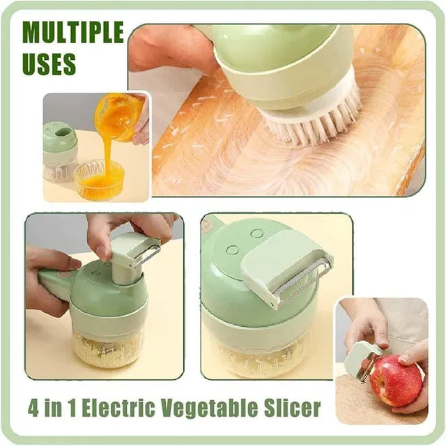 4 in 1 Portable Electric Vegetable Cutter Set.Rechargeable Electric Vegetable Cutter – 4-in-1 Mini Food Processor.