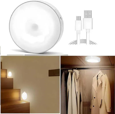 家用運動感應燈，附 USB 充電無線 LED 夜燈（2 件裝）。