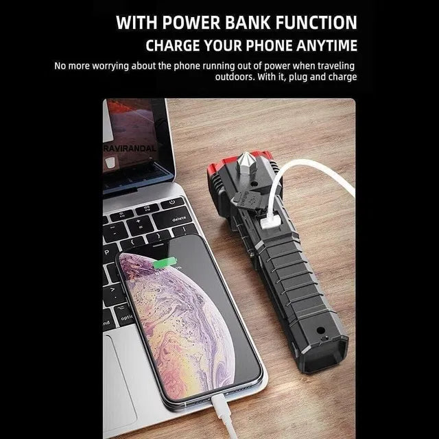 8 in 1 Portable Rechargeable Torch LED Flashlight.Powerful and compact 8 in 1 Portable Rechargeable LED Torch Flashlight with multiple lighting modes for home, travel, camping, and emergency use. Easy to carry, durable, and energy efficient.