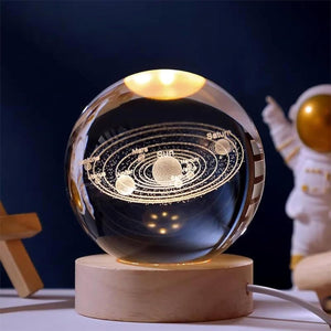 1. Crystal ball Crystal Planet Night Light Laser Engraved Solar System Globe Astronomy Birthday Gift Home Desktop Decoration