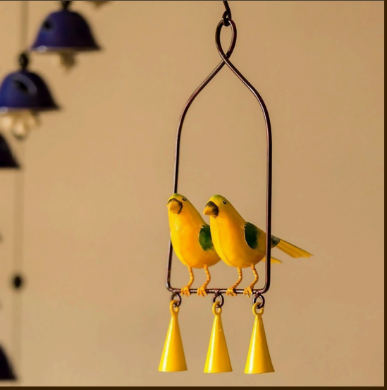 Handcrafted Love Birds Hanging Wind Chime | Decorative Bird Wall Hanging for Home & Balcony Decor