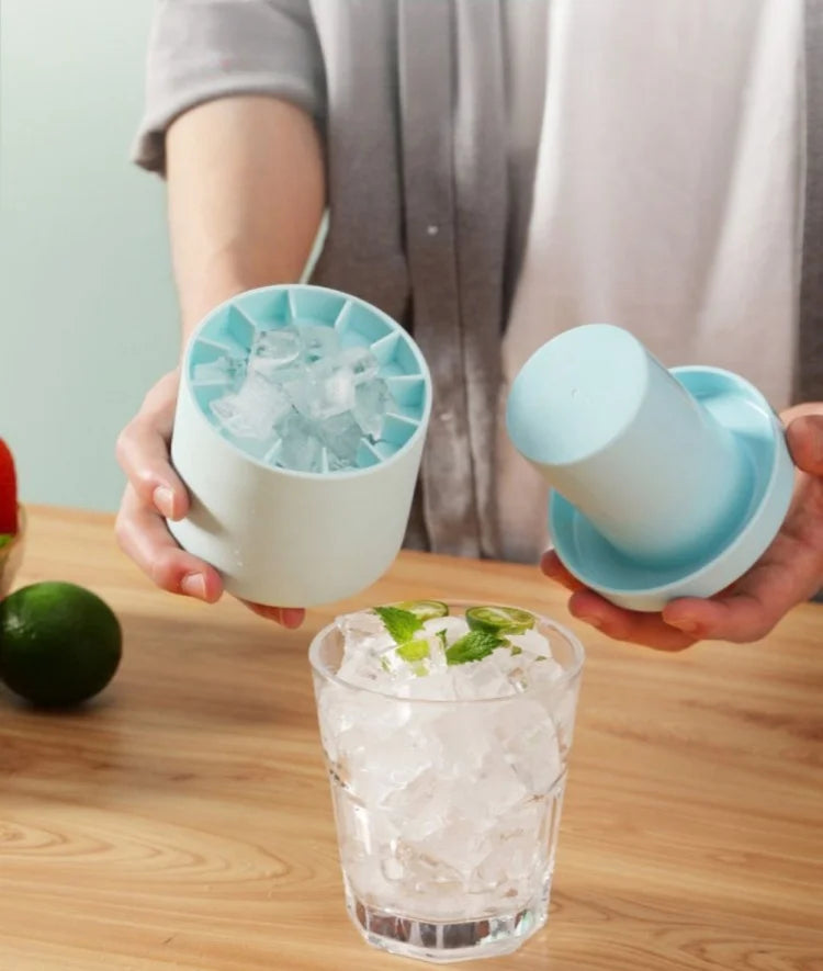 Cylinder Ice Cube Mold, 3D Silicone Ice Cubes Tray Holds Ice Cubes