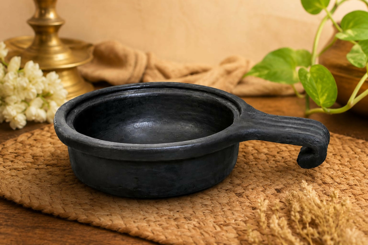 paal chatti 1 litre Black Terracotta Paal Chatti | Traditional Clay Milk Pot | Handmade Earthen Cookware | 100% Natural & Toxin Free