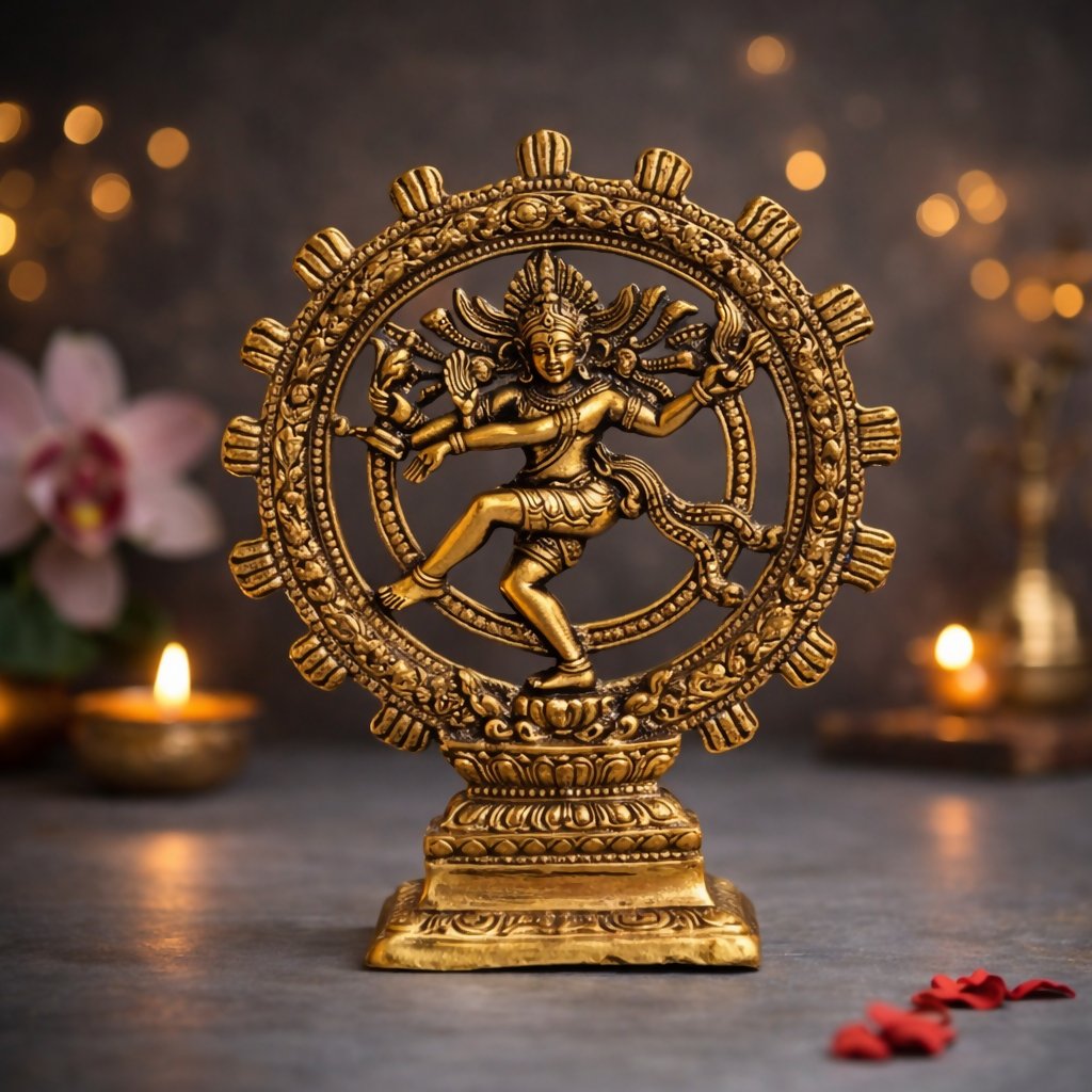 Brass Nataraja Statue | Lord Shiva Dancing Idol for Home & Pooja Decor