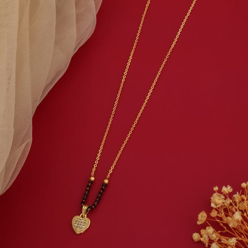 Women Black & Gold-Plated Artificial Stone Mangalsutra
