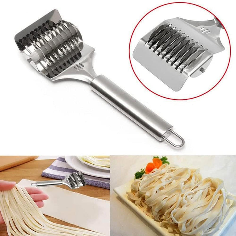 Stainless Steel Noodle Lattice Roller Dough Cutter Pasta Spaghetti Maker