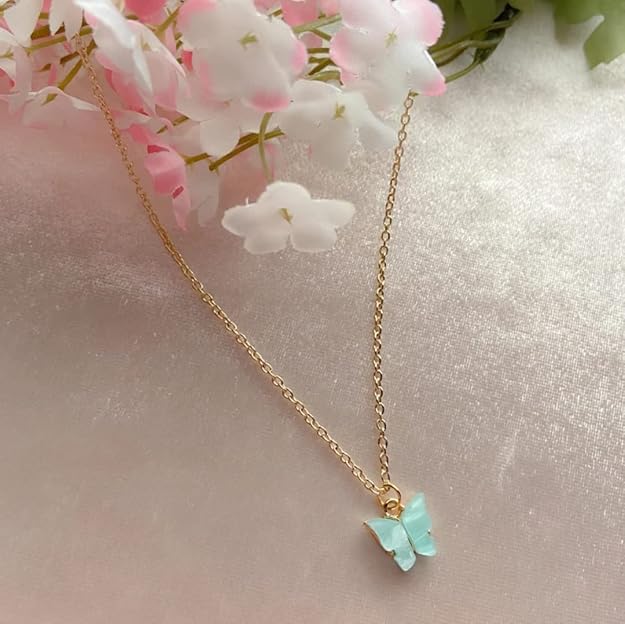 White Butterfly Pendant Necklace For Women and Girls