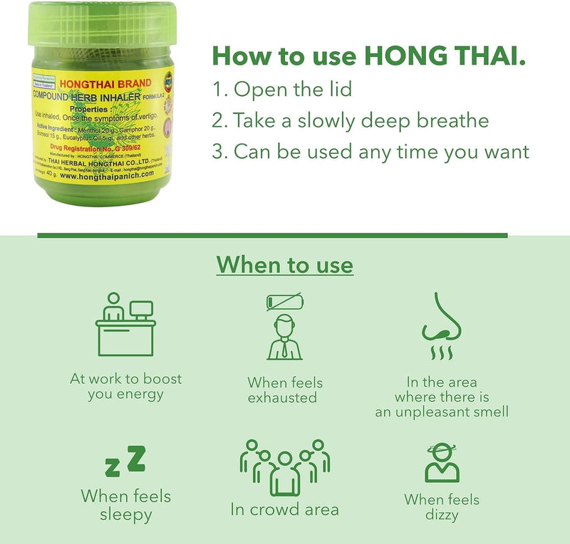 Pain Relief Traditional Thai Herbal Inhalent.Thai Herbal Aroma Inhaler for Congestion, Stress & Headache Relief