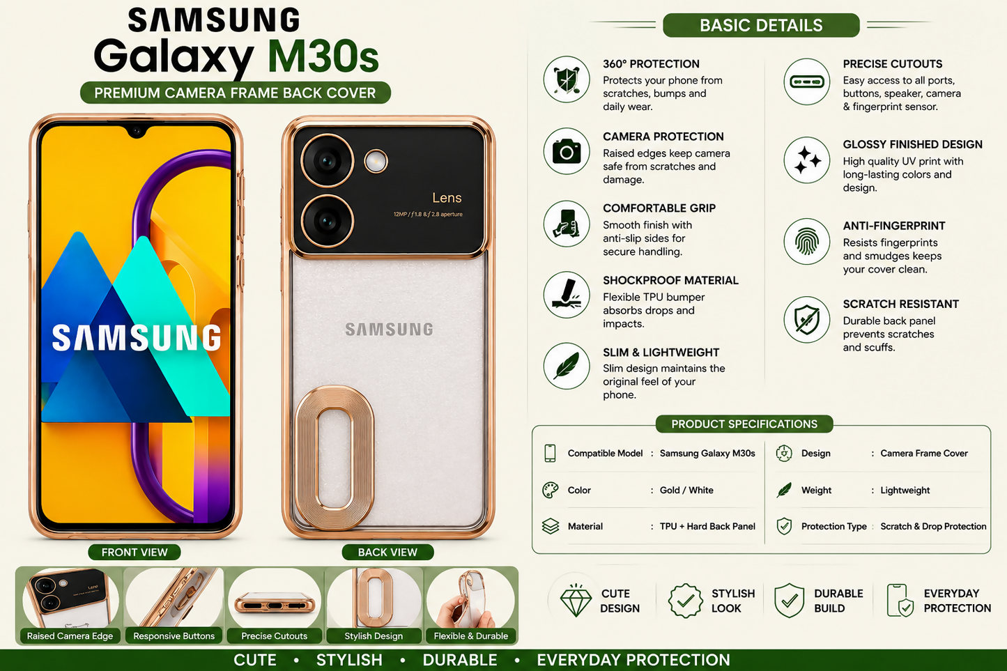 Back Cover for Samsung Galaxy Series | Shockproof Silicone TPU Mobile Case | Stylish Protective Back Cover.
