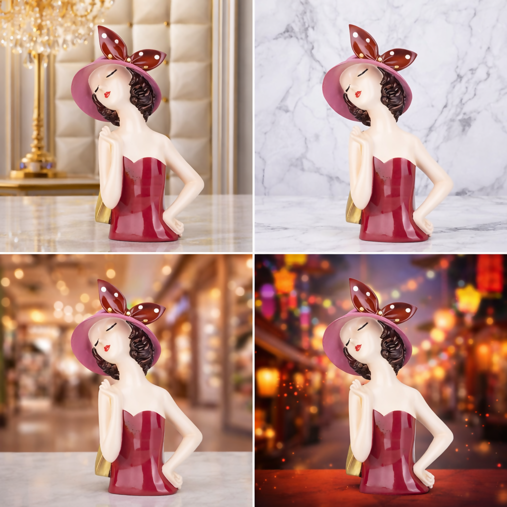 Stylish Lady with Hat Resin Sculpture | Contemporary Home Decor