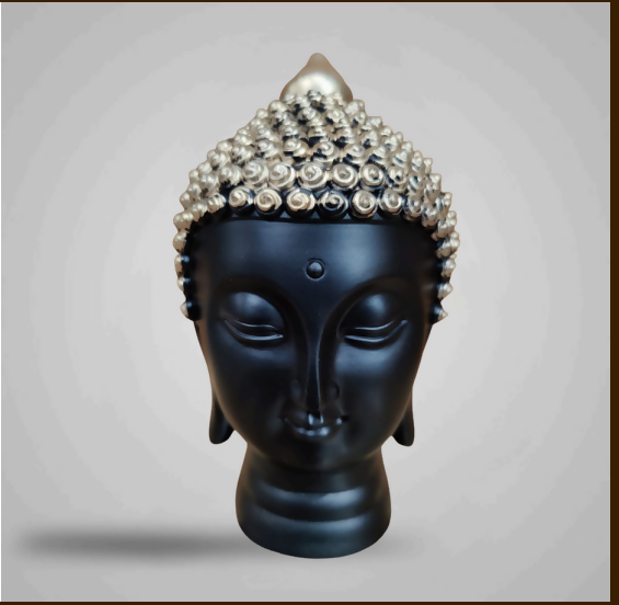 Small Black Buddha Face Resin Showpiece for Home Decor