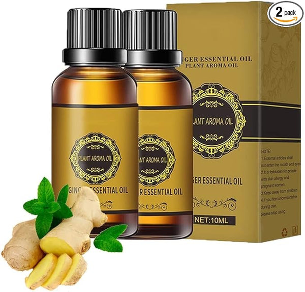 Ginger Essential Oil for Slimming Body Massage | Natural Fat Reduction, Cellulite Support & Detox Wellness Oil for Body Care (Pack of 2).