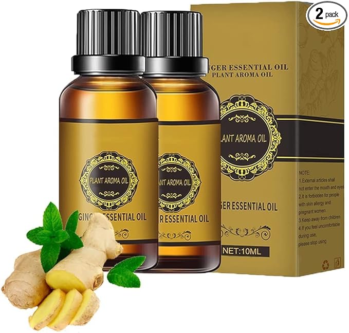 Ginger Essential Oil for Slimming Body Massage | Natural Fat Reduction, Cellulite Support & Detox Wellness Oil for Body Care (Pack of 2).