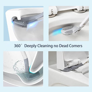 1. Golf Shape Toilet Brush Cleaner L Edge Head Flexible Deep Cleaning Silicone Brush