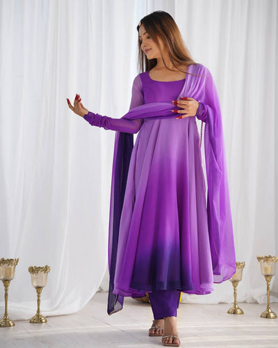 HEAVY PURE SOFT FOX GEORGETTE COLOURFULL GOWN