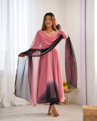 HEAVY PURE SOFT FOX GEORGETTE COLOURFULL GOWN