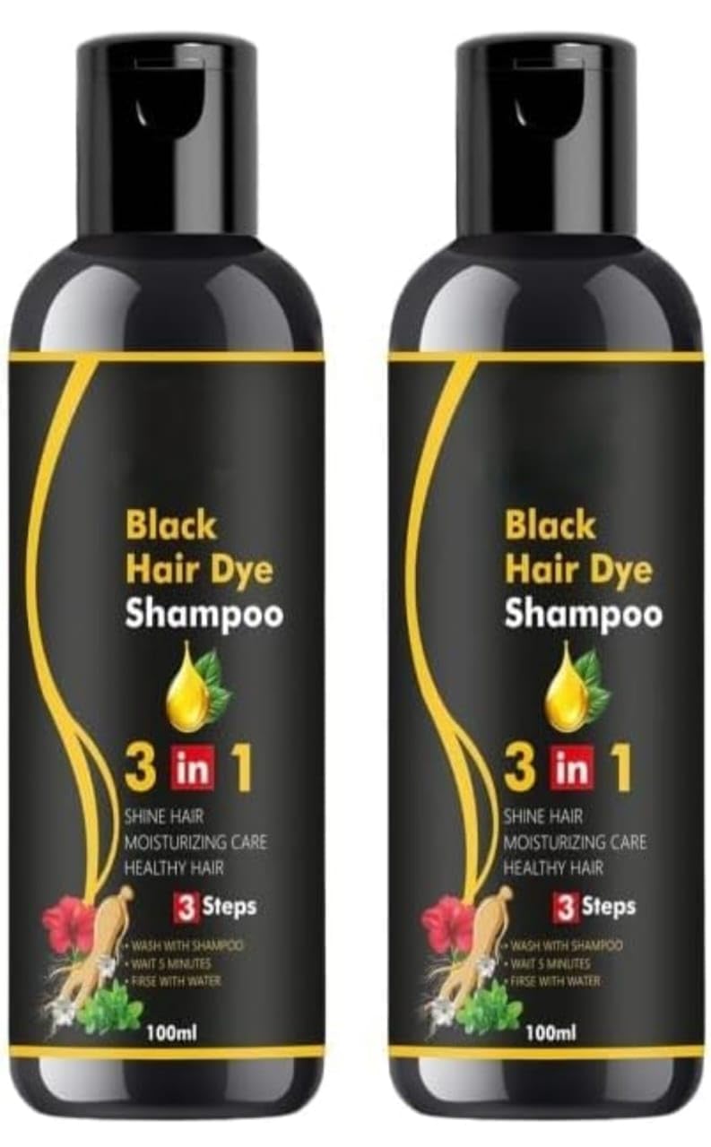 Herbal 3 in 1 Hair Dye Instant Black Hair Shampoo for Women & Men ( Pack Of 4 )
