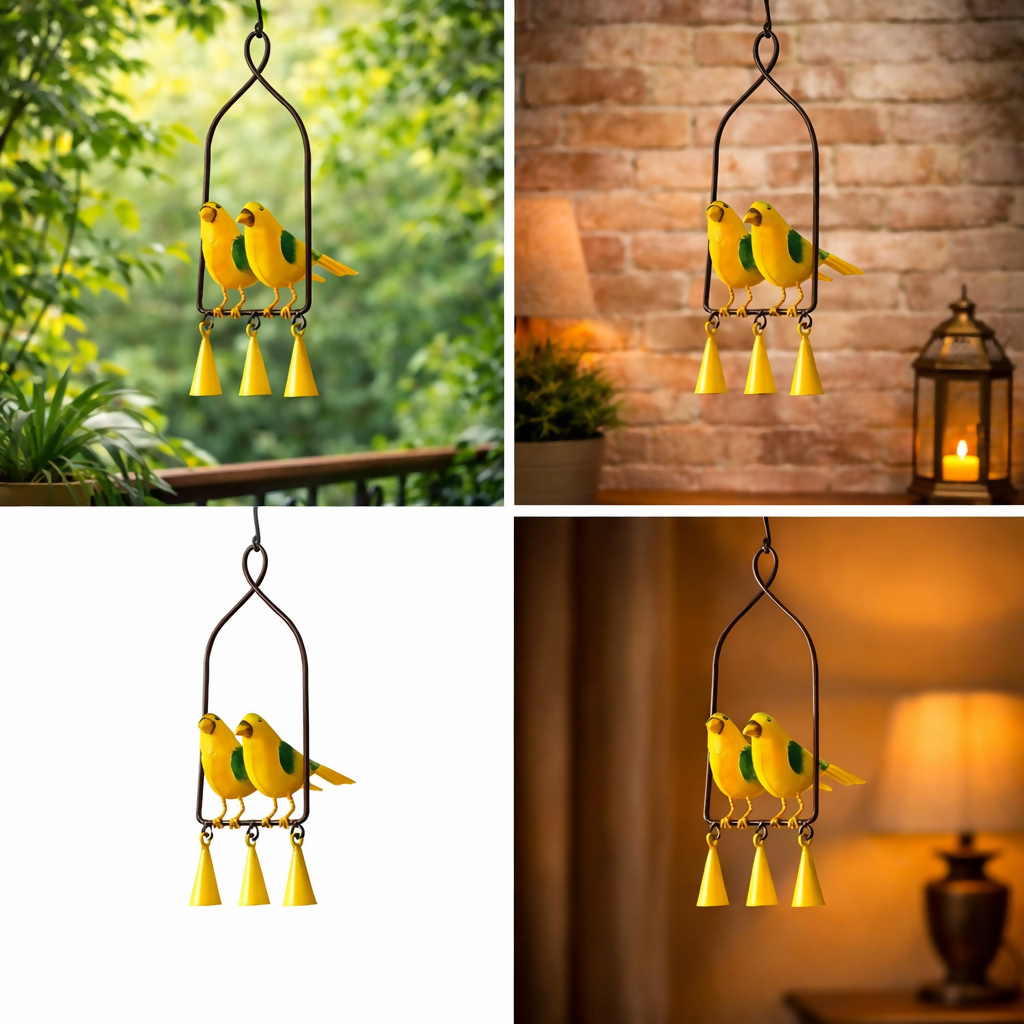 Handcrafted Love Birds Hanging Wind Chime | Decorative Bird Wall Hanging for Home & Balcony Decor