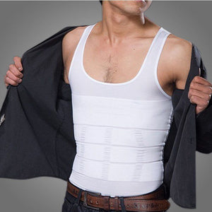 1. Imported Mens Slim Body Shaper Belly Underwear Vest Shirt Corset Compression White