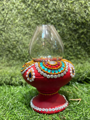 Royal Crystal Diya Lamp Holder