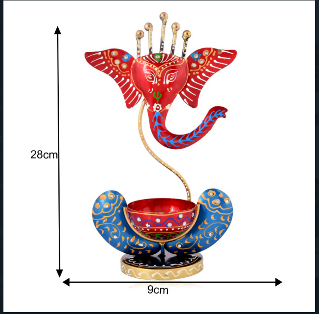 Decorative Ganesha Diya Stand with Tealight Holder | Handmade Home Decor Item