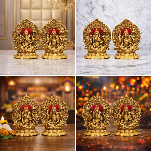 Golden Lakshmi Ganesha Idol Set – Premium Diwali Gift & Home Decor Showpiece