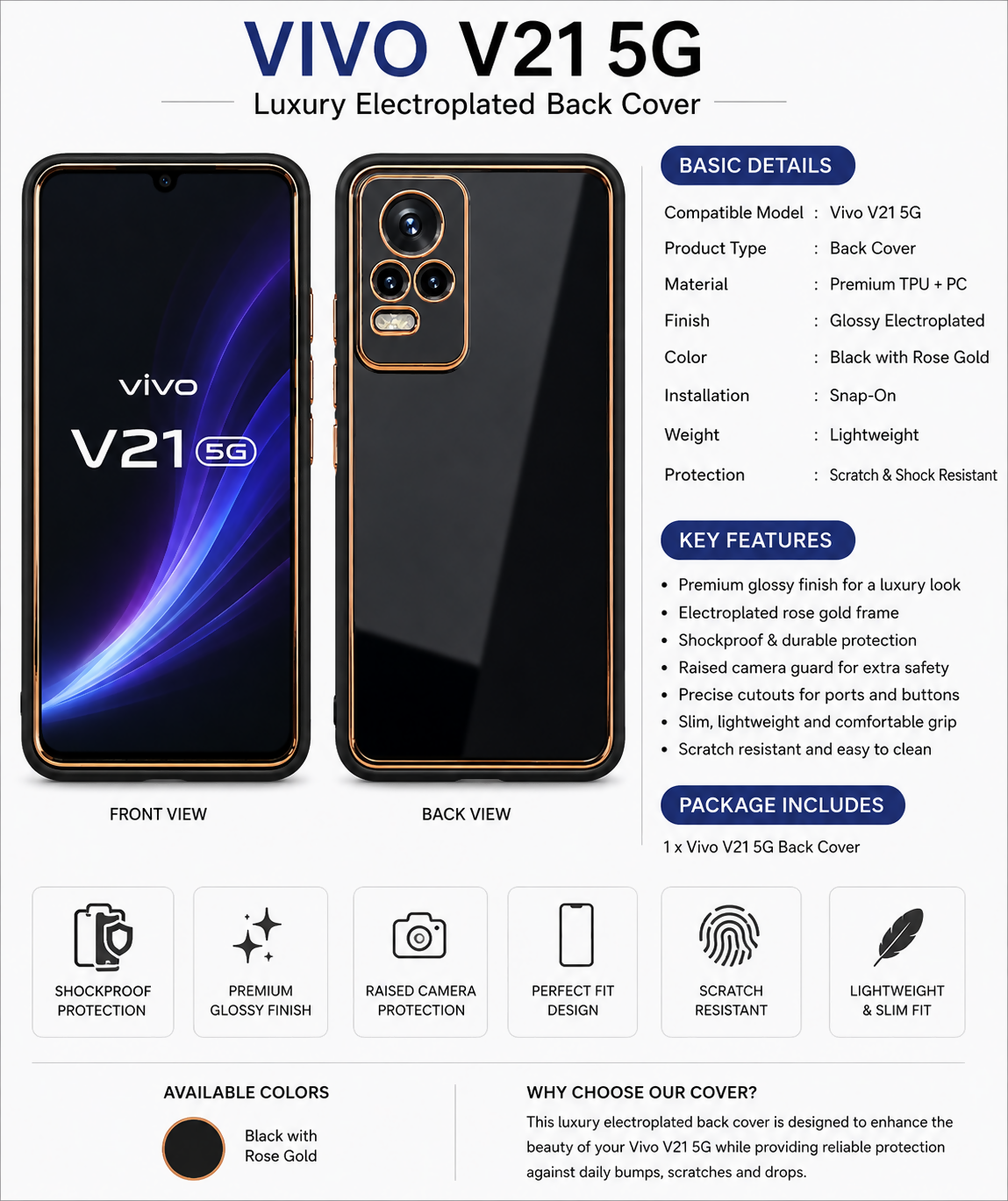 Back Cover for Vivo V21 5G | Shockproof Silicone TPU Mobile Case | Stylish Protective Back Cover.