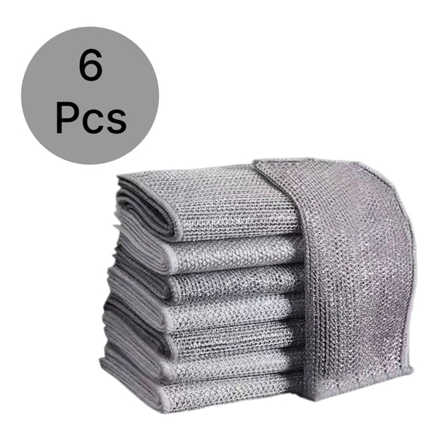 Magic Metal Kitchen Cleaning Cloth - Non-Stick Dishwashing Towel Set (Pack of 6)