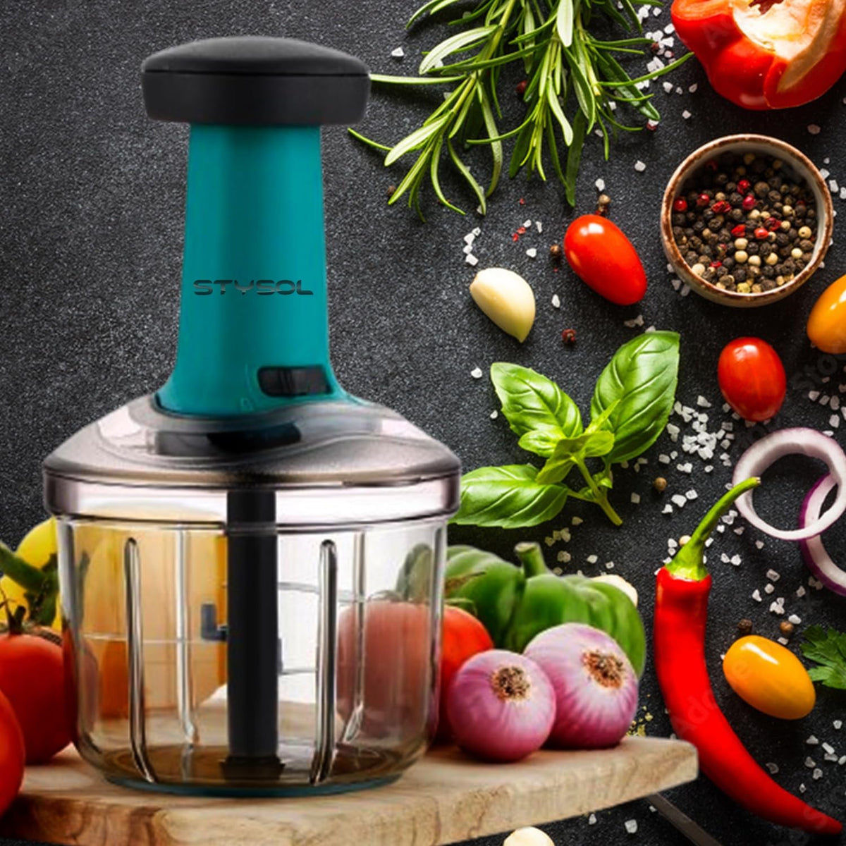 Manual Hand Press Square Push Chopper with 5 Blades for Easy Chopping ...