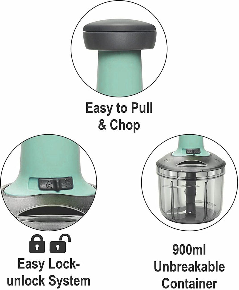Manual Hand Press Square Push Chopper with 5 Blades for Easy Chopping Vegetables and Fruits