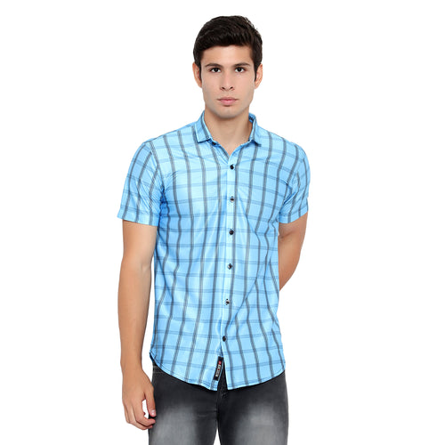 Men Regular Fit Checkered Ribbed Collar Casual Shirt
