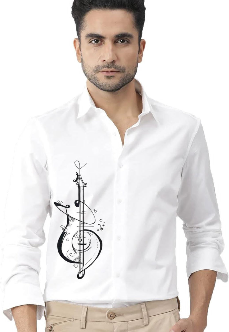 Men Regular Fit Violin Printed Casual Shirt