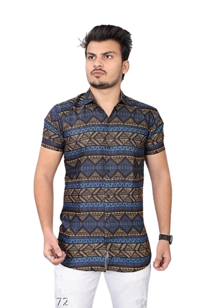 Men Regular Fit Printed Spread Collar Casual Shirt