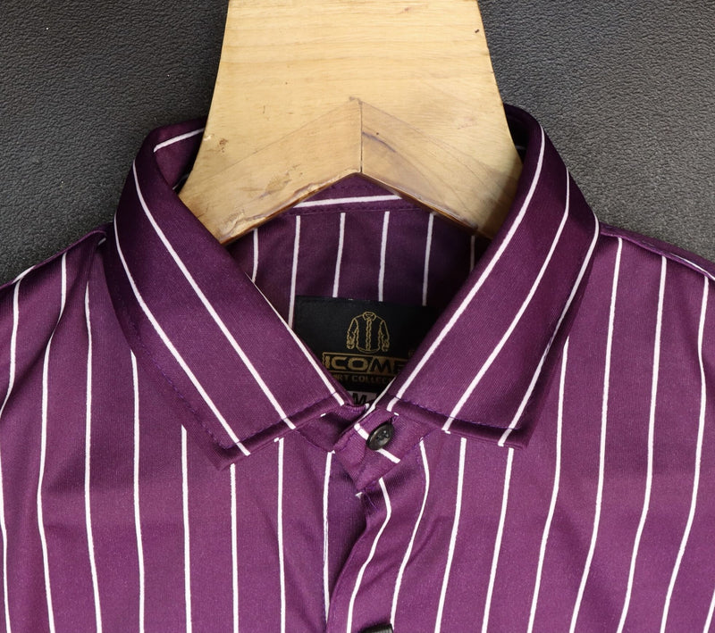 Men Regular Fit Striped Ribbed Collar Party Shirt