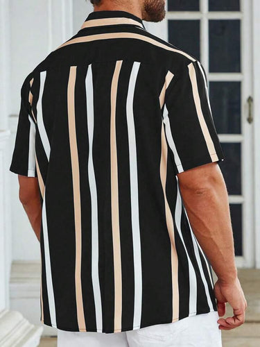 Men Regular Fit Striped Spread Collar Casual Shirt