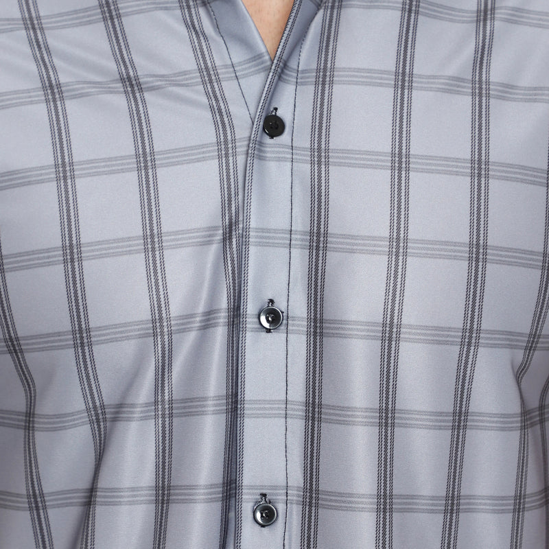 Men Regular, Slim Fit Checkered Ribbed Collar Casual Shirt