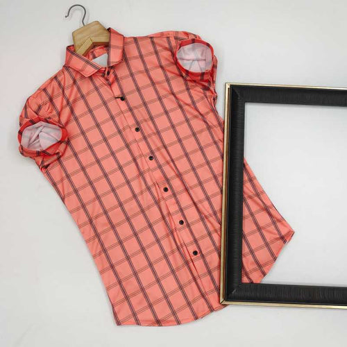 Men Regular, Super Slim Fit Checkered Ribbed Collar Casual Shirt