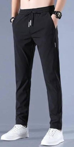 Men Solid Black Track Pants