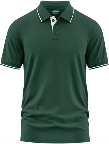 Men Solid Polo Collar Cotton T-shirt
